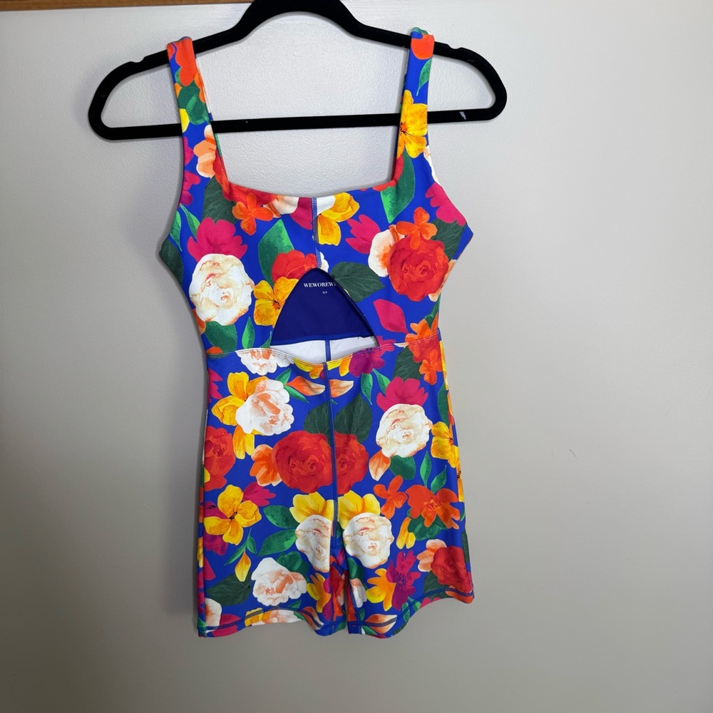 WeWoreWhat Blue Floral Cutout Jumpsuit Romper - Picture 2 of 7